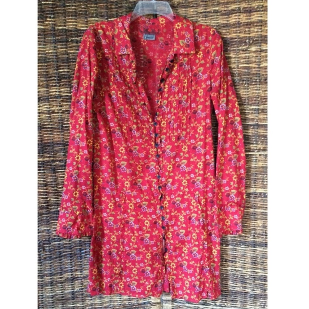 Vintage Free People Red Floral Dress – Size 8